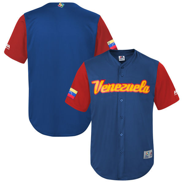 customized Men Venezuela Baseball Majestic Royal 2017 World Baseball Classic Replica Team Jersey